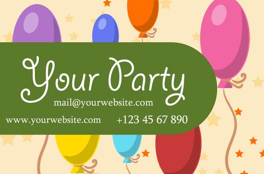 card your party with gifts, balloons, ice cream and hat for your design. illustration