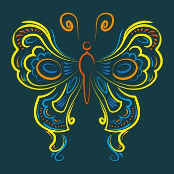 A beautiful butterfly is drawn by hand for your design. illustration