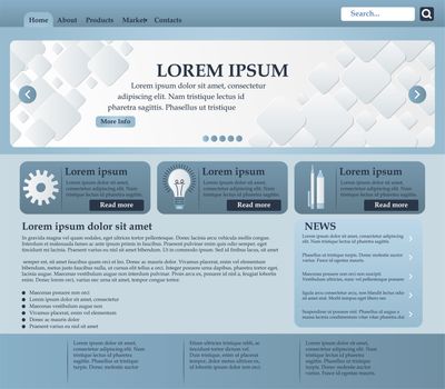 Web design elements in blue and gray tones. Template. illustration