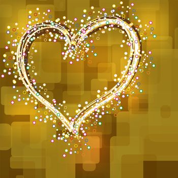 Beautiful heart on a gold background to the day of the holy valentine. illustration