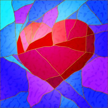 Abstract background with a mosaic and silhouette of a broken heart. illustration