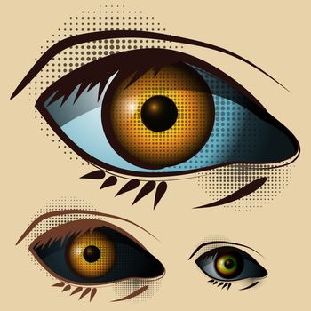 A set of eyes drawn by hand. Can be used as a design element. illustration