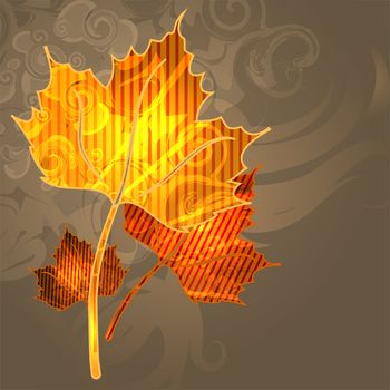 Autumn bright background with yellow leaves and place for your place. Autumn mood. illustration