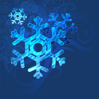 blue background with snowflakes in a cold winter. A card for Christmas or a holiday. illustration