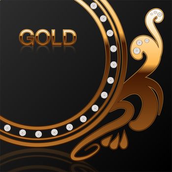 Background for a jewelry store, gold with diamonds in a circle and a place for your advertising. illustration