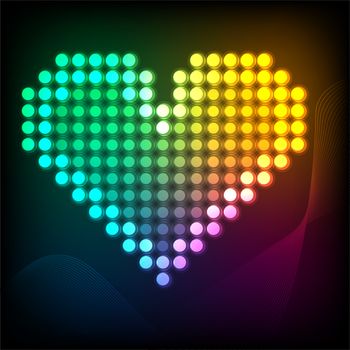 A beautiful multicolored heart with a neon effect. postcard on the feast of the holy valentine. illustration