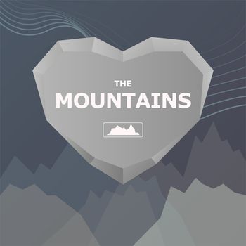 Logo for the company. Heart and stone mountains with place for text. illustration