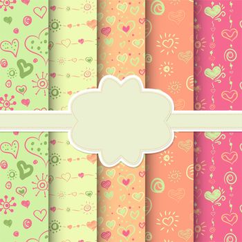 Set of bright seamless backgrounds for your design. illustration