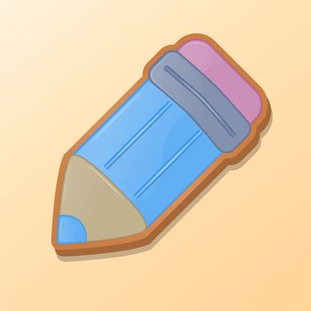 Colorful pencil with an eraser in the form of cookies for your design. illustration