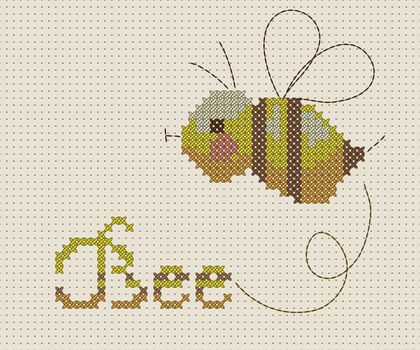 bee on a blue background with pixel mosaic effect. illustration