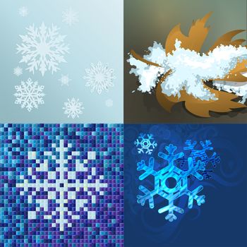blue background with snowflakes in a cold winter. A card for Christmas or a holiday. illustration