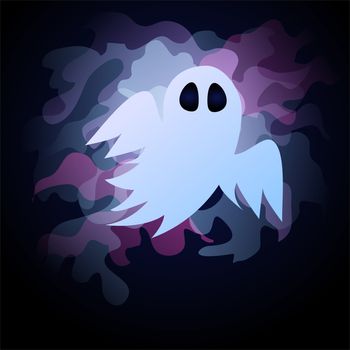 cute ghost in honor of Halloween. Postcard for the holiday. illustration