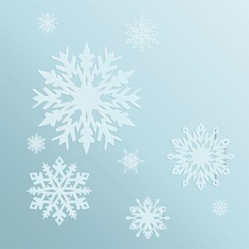 blue background with snowflakes in a cold winter. A card for Christmas or a holiday. illustration