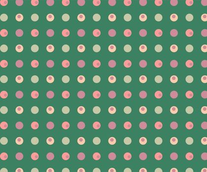 green background with multicolored dots. Can be used for wrapping paper. illustration