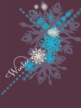 blue background with snowflakes in a cold winter. A card for Christmas or a holiday. illustration