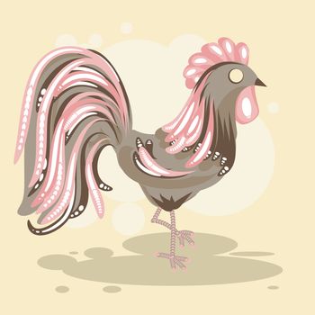 A handsome cock is drawn by hand for your design. illustration