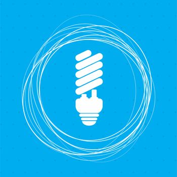 Energy saving light bulb icon on a blue background with abstract circles around and place for your text. illustration