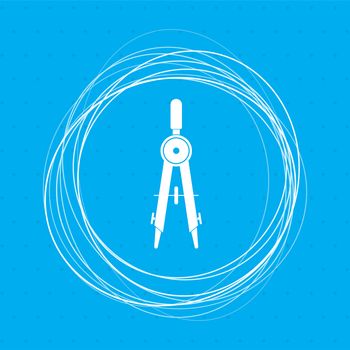 Circinus icon on a blue background with abstract circles around and place for your text. illustration