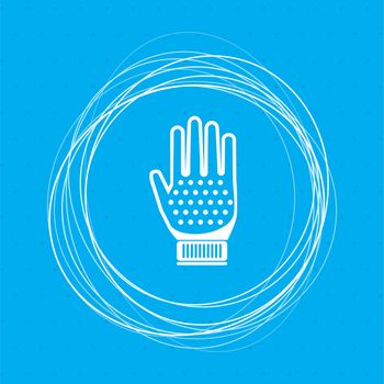 gloves icon on a blue background with abstract circles around and place for your text. illustration