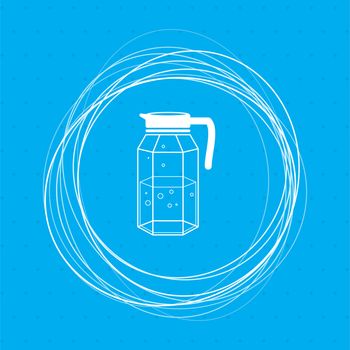 Decanter Icon on a blue background with abstract circles around and place for your text. illustration