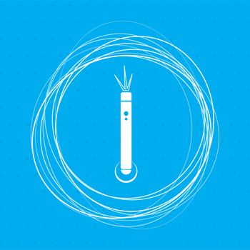 laser pointer icon on a blue background with abstract circles around and place for your text. illustration