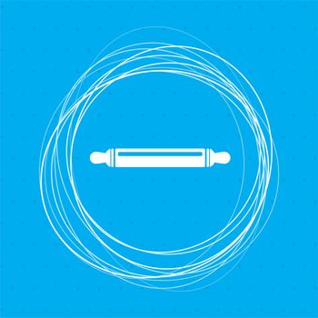 Roller, flour icon on a blue background with abstract circles around and place for your text. illustration