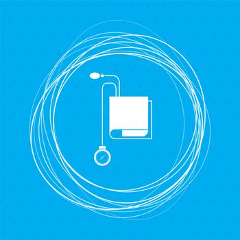 Tonometer Icon. Blood Pressure Checker Icon on a blue background with abstract circles around and place for your text. illustration