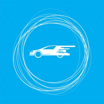 Super Car icon on a blue background with abstract circles around and place for your text. illustration