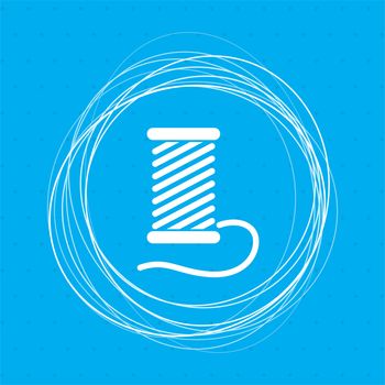 Thread Icon on a blue background with abstract circles around and place for your text. illustration