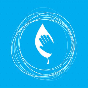 environmental protection icon on a blue background with abstract circles around and place for your text. illustration