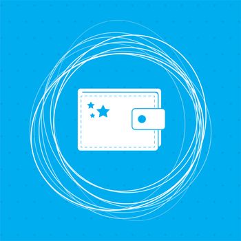 Purse icon on a blue background with abstract circles around and place for your text. illustration