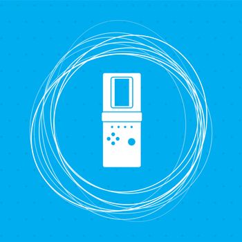 Tetris icon on a blue background with abstract circles around and place for your text. illustration