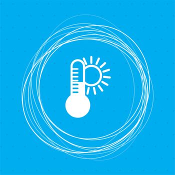 temperature, Medicine thermometer, Weather climate icon on a blue background with abstract circles around and place for your text. illustration