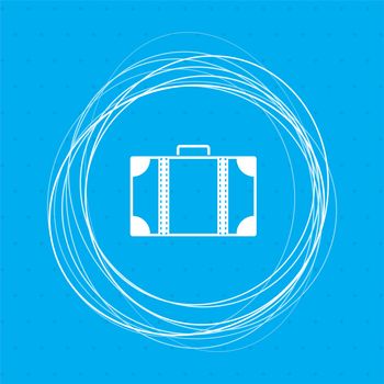 luggage icon on a blue background with abstract circles around and place for your text. illustration