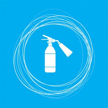 fire extinguisher Icon on a blue background with abstract circles around and place for your text. illustration