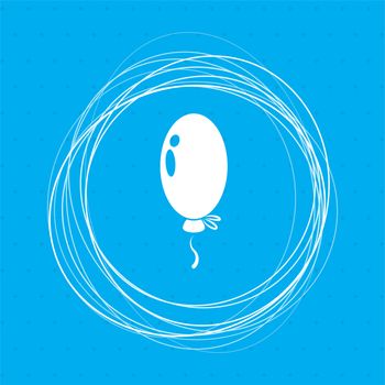 balloon Icon on a blue background with abstract circles around and place for your text. illustration