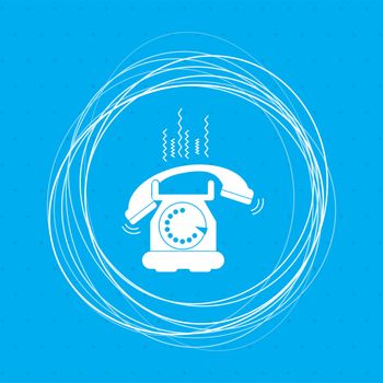 Phone Icon on a blue background with abstract circles around and place for your text. illustration