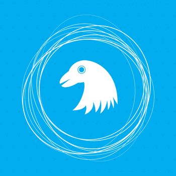 eagle icon on a blue background with abstract circles around and place for your text. illustration