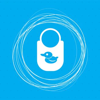 Kitchen apron protective garment flat icon on a blue background with abstract circles around and place for your text. illustration