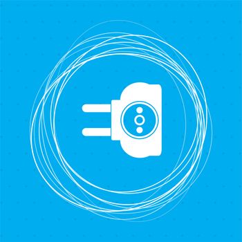 socket icon on a blue background with abstract circles around and place for your text. illustration