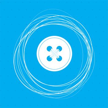 button for clothes icon on a blue background with abstract circles around and place for your text. illustration