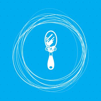 mirror icon on a blue background with abstract circles around and place for your text. illustration