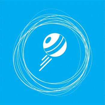 pokeball icon on a blue background with abstract circles around and place for your text. illustration