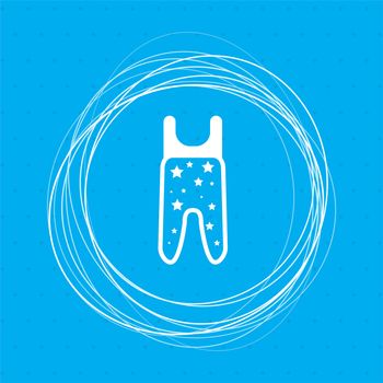 Baby pantyhose icon on a blue background with abstract circles around and place for your text. illustration