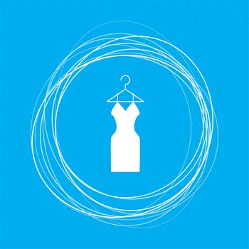 Dress Icon on a blue background with abstract circles around and place for your text. illustration