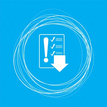 Pictograph of checklist icon on a blue background with abstract circles around and place for your text. illustration