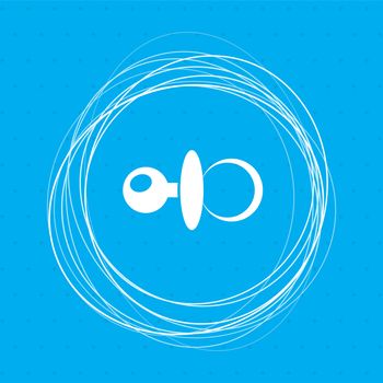 baby pacifier icon on a blue background with abstract circles around and place for your text. illustration