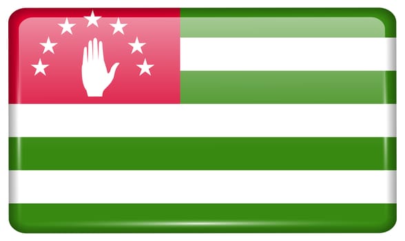 Flags of Abkhazia in the form of a magnet on refrigerator with reflections light. illustration