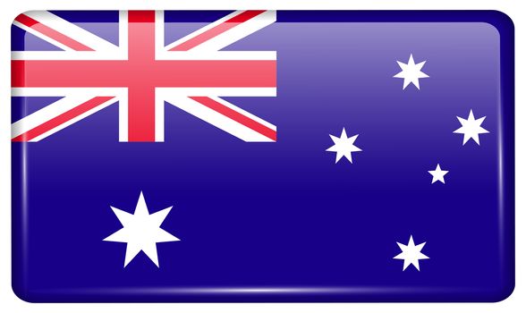 Flags of Australia in the form of a magnet on refrigerator with reflections light. illustration