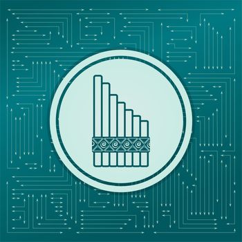 xylophone icon on a green background, with arrows in different directions. It appears on the electronic board. illustration